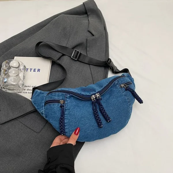 Washed denim single-shoulder bag for women chest bag summer new dumpling crossbody bag daily hobo bags large capacity handbags ﻿ - Image 4
