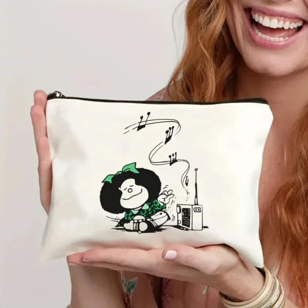2 Pcs Mafalda Fashion Tote Cosmetic Organizer Ladies Canvas Shoulder Bag Eco-friendly Large Capacity Shopping Bag Wallet - Image 40