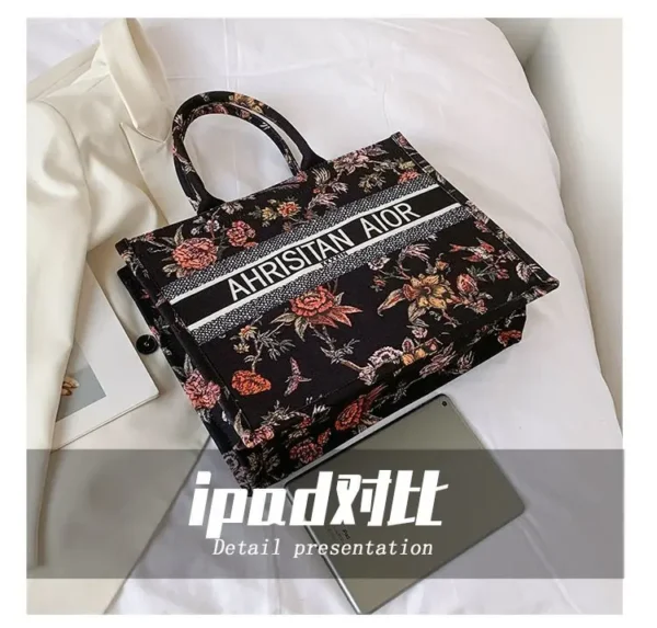new fashion designer versatile shoulder bag Large capacity canvas handbag for women ethnic style printed travel shopping bag - Image 15