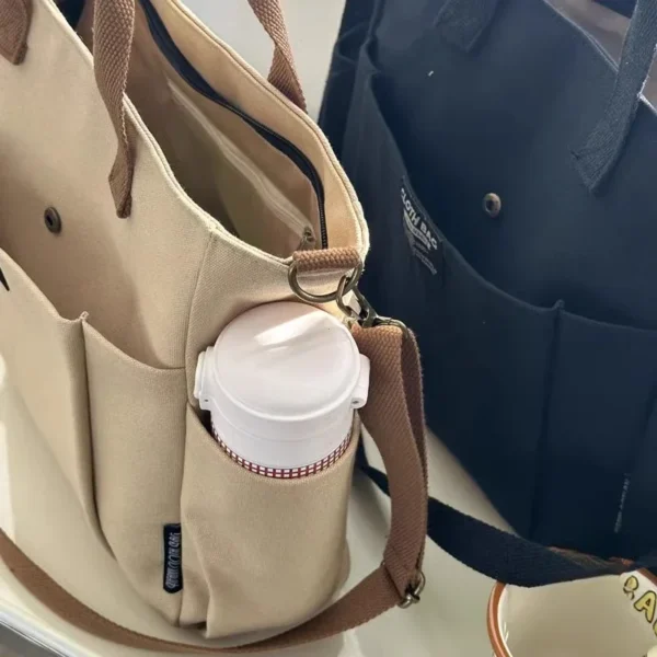 Urban Minimalist Female Student Large Capacity Commuting Horizontal Canvas Single Shoulder Diagonal Cross Portable Tote Bag 2024 - Image 19