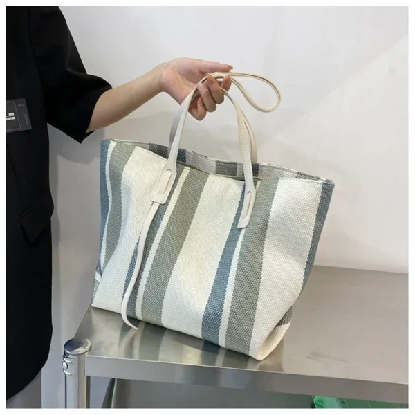 Raffia Summer Bags for Woman 2024 Stripe Designer Shoulder Crossbody Shopper Storage Bag Women Casual Canvas Handbag Tote Bag - Image 33