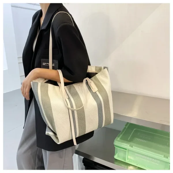 Raffia Summer Bags for Woman 2024 Stripe Designer Shoulder Crossbody Shopper Storage Bag Women Casual Canvas Handbag Tote Bag - Image 38