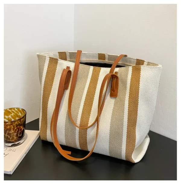 Raffia Summer Bags for Woman 2024 Stripe Designer Shoulder Crossbody Shopper Storage Bag Women Casual Canvas Handbag Tote Bag - Image 25