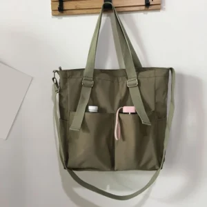Women Canvas Single Shoulder Bags Large Capacity Hand Bucket Bag Female Crossbody Bags Casual Tote Purses Waterproof Oxford Bags