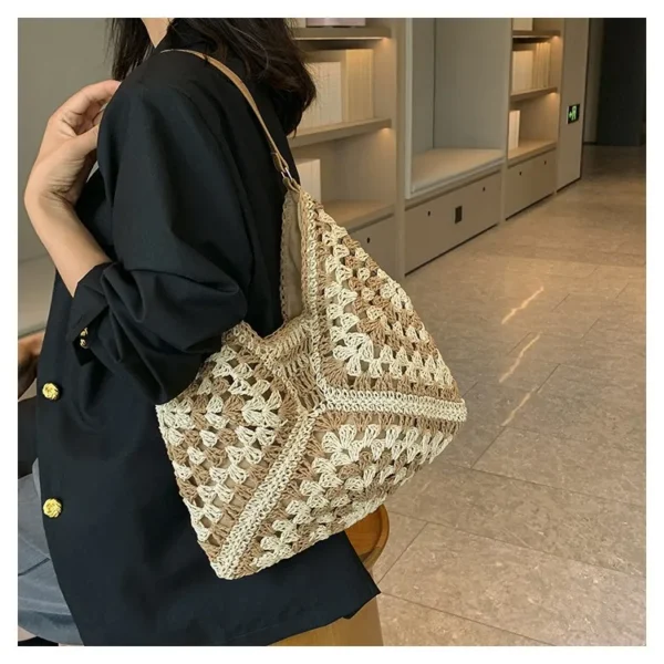 Women Weaving Clutches knit bag Large Portable Shoulder Bag Summer Beach Purses Shopper Satchel Female Tote Bags Handbags - Image 16