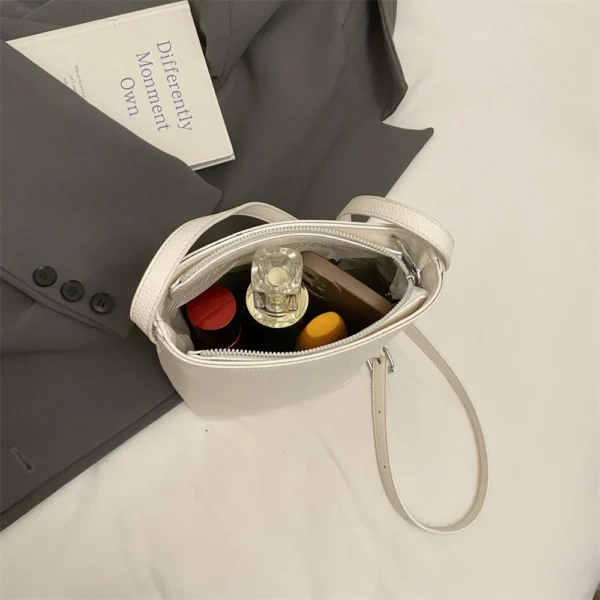 Lychee Pattern Mini Shoulder Bucket Bags For Women Pure Color PU Leather Cross Body Bag With Pendant 2025 Summer Latest Handbags - Image 27