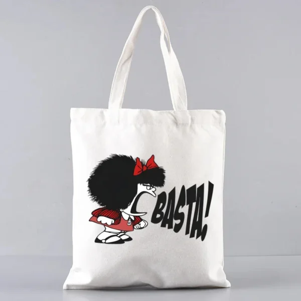2 Pcs Mafalda Fashion Tote Cosmetic Organizer Ladies Canvas Shoulder Bag Eco-friendly Large Capacity Shopping Bag Wallet - Image 24