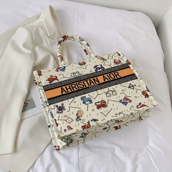 new fashion designer versatile shoulder bag Large capacity canvas handbag for women ethnic style printed travel shopping bag - Image 7