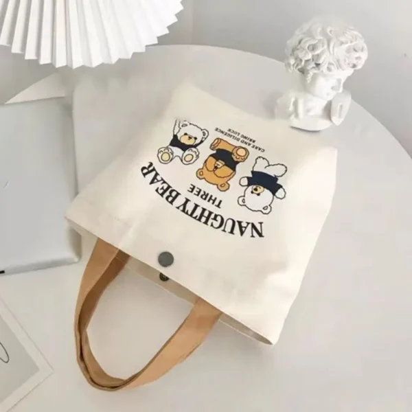 Fashion Canvas Women Tote Bags 2024 Japanese Cartoon Ladies Hand Bags Cute Travel Picnic Food Handbags Portable Lunch Bag - Image 2