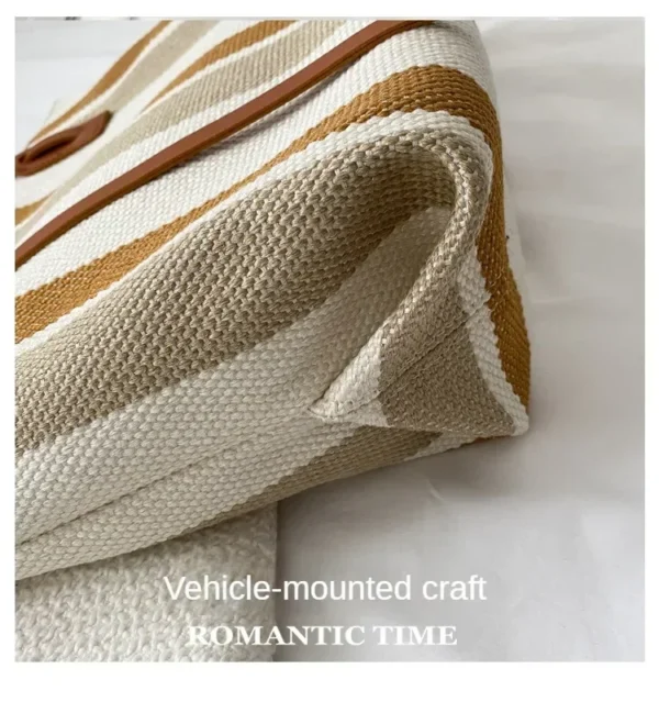 Raffia Summer Bags for Woman 2024 Stripe Designer Shoulder Crossbody Shopper Storage Bag Women Casual Canvas Handbag Tote Bag - Image 12