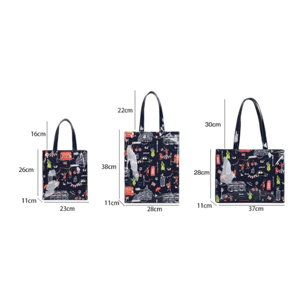 Cartton Print PVC Reusable Women's Shopping Bag Eco Friendly Flower Shopper Handbag Casual Female Student Shoulder Book Purse - Image 2