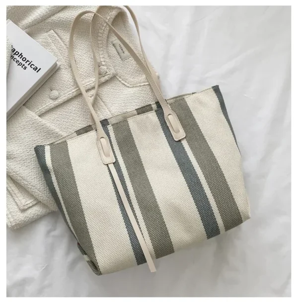 Raffia Summer Bags for Woman 2024 Stripe Designer Shoulder Crossbody Shopper Storage Bag Women Casual Canvas Handbag Tote Bag - Image 14