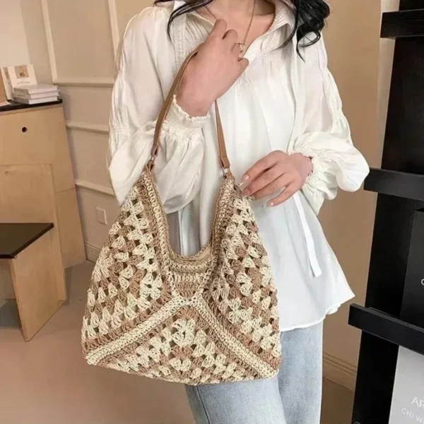 Women Weaving Clutches knit bag Large Portable Shoulder Bag Summer Beach Purses Shopper Satchel Female Tote Bags Handbags - Image 9