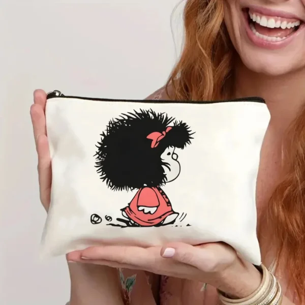 2 Pcs Mafalda Fashion Tote Cosmetic Organizer Ladies Canvas Shoulder Bag Eco-friendly Large Capacity Shopping Bag Wallet - Image 57