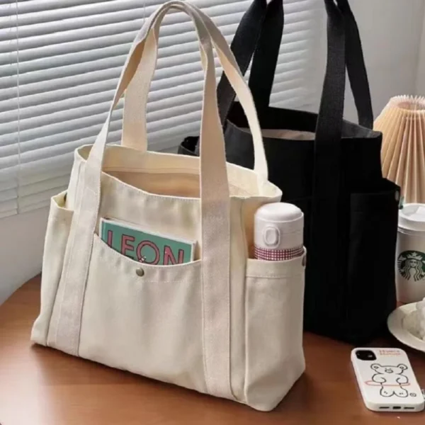 Large Capacity Canvas Tote Bags for Work Commuting Carrying Bag College Style Student Outfit Book Shoulder Bag - Image 14