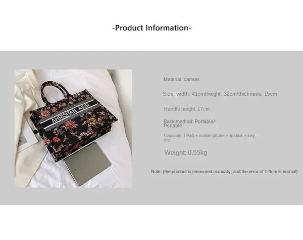new fashion designer versatile shoulder bag Large capacity canvas handbag for women ethnic style printed travel shopping bag - Image 12