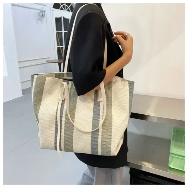 Raffia Summer Bags for Woman 2024 Stripe Designer Shoulder Crossbody Shopper Storage Bag Women Casual Canvas Handbag Tote Bag - Image 36