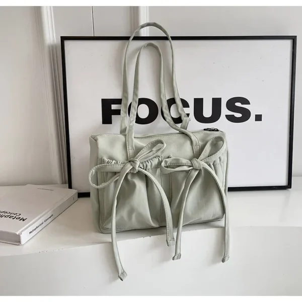 2025 New Korean Bow Nylon Shoulder Bag Fashionable and Sweet Design Tote Bag Folded Large Capacity Commuter Women's Handbag - Image 24