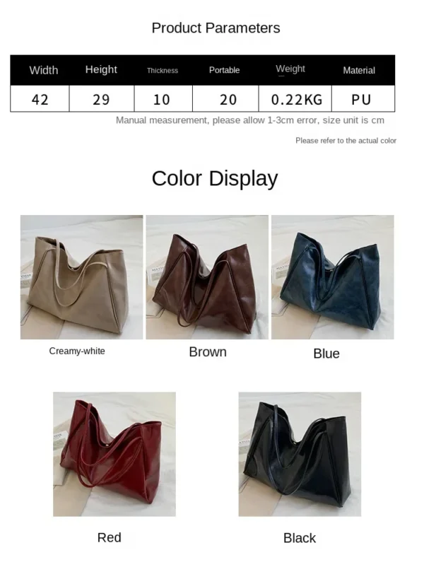 Women Tote Bag Fashion Underarm Pouch Large Capacity Soft Pu Leather Shoulder Bag Retro Crossbody Bag Casual Portable BucketBags - Image 13
