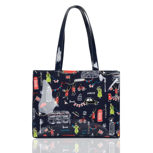 Horizontal Edition PVC Reusable Shopping Bag Eco-friendly London Lady Shopper Bag Large Capacity Waterproof Handbag Shoulder Bag - Image 23