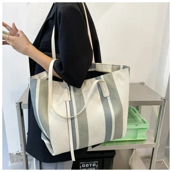 Raffia Summer Bags for Woman 2024 Stripe Designer Shoulder Crossbody Shopper Storage Bag Women Casual Canvas Handbag Tote Bag - Image 43