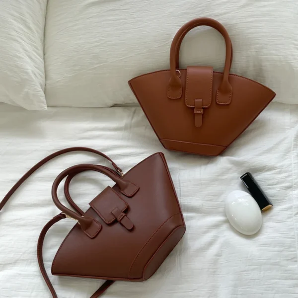 Luxury Designer Fashion Handbag PU Leather Tote Bag Large Capacity Trendy Crossbody Bag Trapezoid Bucket Bag for Women - Image 13