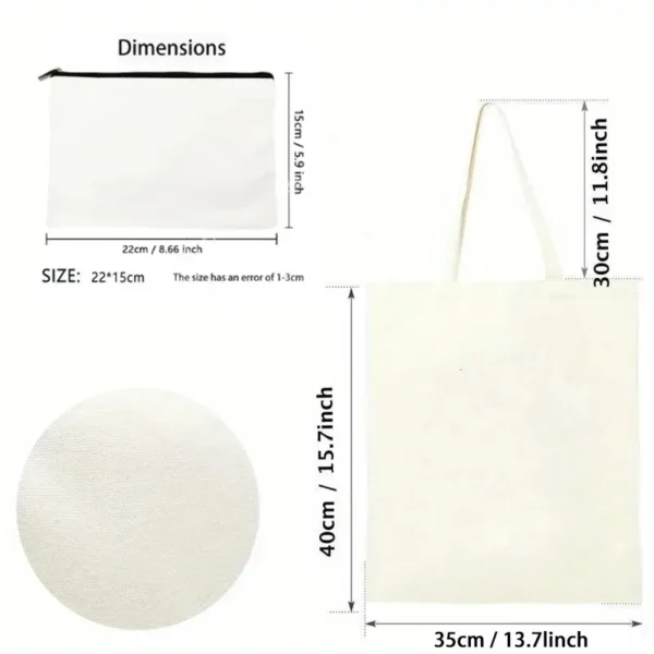 2 Pcs Mafalda Fashion Tote Cosmetic Organizer Ladies Canvas Shoulder Bag Eco-friendly Large Capacity Shopping Bag Wallet - Image 6