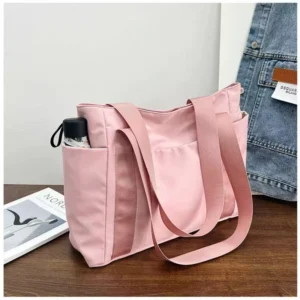 2025 New Women's Bag Japanese Solid Color Tote Bag Shoulder Bag Casual Simple Mommy Outing Bag Canvas Handbag