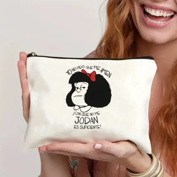 2 Pcs Mafalda Fashion Tote Cosmetic Organizer Ladies Canvas Shoulder Bag Eco-friendly Large Capacity Shopping Bag Wallet - Image 60