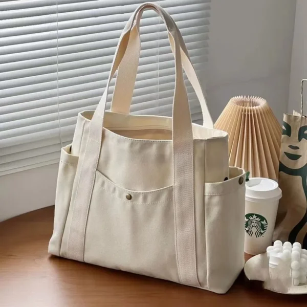 Large Capacity Canvas Tote Bags for Work Commuting Carrying Bag College Style Student Outfit Book Shoulder Bag - Image 11
