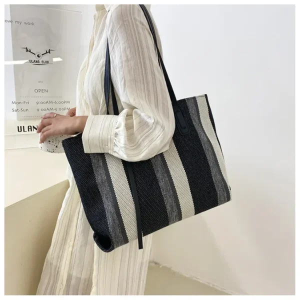Raffia Summer Bags for Woman 2024 Stripe Designer Shoulder Crossbody Shopper Storage Bag Women Casual Canvas Handbag Tote Bag - Image 51