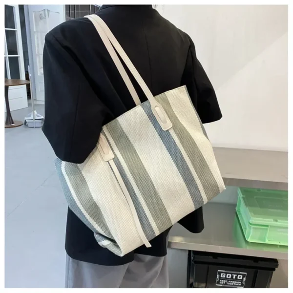 Raffia Summer Bags for Woman 2024 Stripe Designer Shoulder Crossbody Shopper Storage Bag Women Casual Canvas Handbag Tote Bag - Image 35