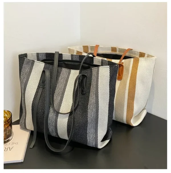 Raffia Summer Bags for Woman 2024 Stripe Designer Shoulder Crossbody Shopper Storage Bag Women Casual Canvas Handbag Tote Bag - Image 30