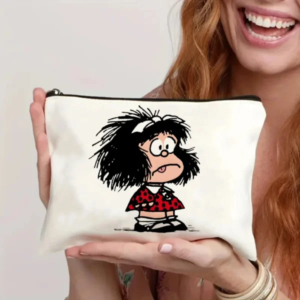 2 Pcs Mafalda Fashion Tote Cosmetic Organizer Ladies Canvas Shoulder Bag Eco-friendly Large Capacity Shopping Bag Wallet - Image 56
