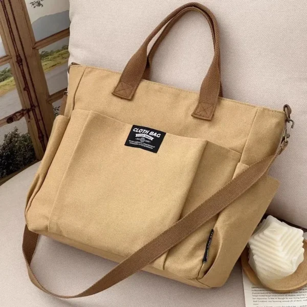 Urban Minimalist Female Student Large Capacity Commuting Horizontal Canvas Single Shoulder Diagonal Cross Portable Tote Bag 2024 - Image 20