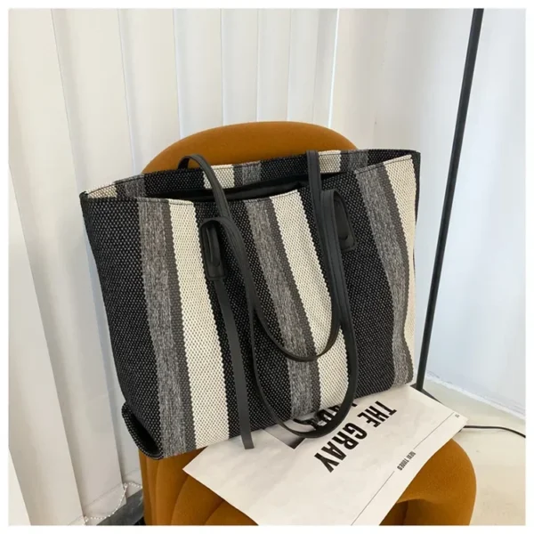 Raffia Summer Bags for Woman 2024 Stripe Designer Shoulder Crossbody Shopper Storage Bag Women Casual Canvas Handbag Tote Bag - Image 57