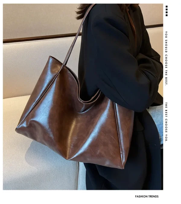 Women Tote Bag Fashion Underarm Pouch Large Capacity Soft Pu Leather Shoulder Bag Retro Crossbody Bag Casual Portable BucketBags - Image 12