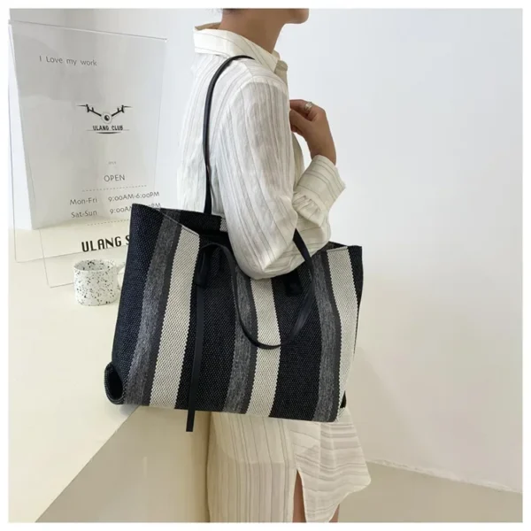 Raffia Summer Bags for Woman 2024 Stripe Designer Shoulder Crossbody Shopper Storage Bag Women Casual Canvas Handbag Tote Bag - Image 50
