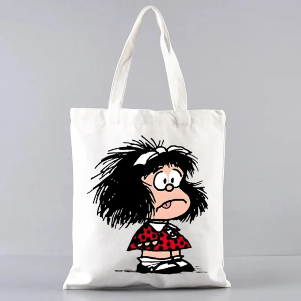 2 Pcs Mafalda Fashion Tote Cosmetic Organizer Ladies Canvas Shoulder Bag Eco-friendly Large Capacity Shopping Bag Wallet - Image 46