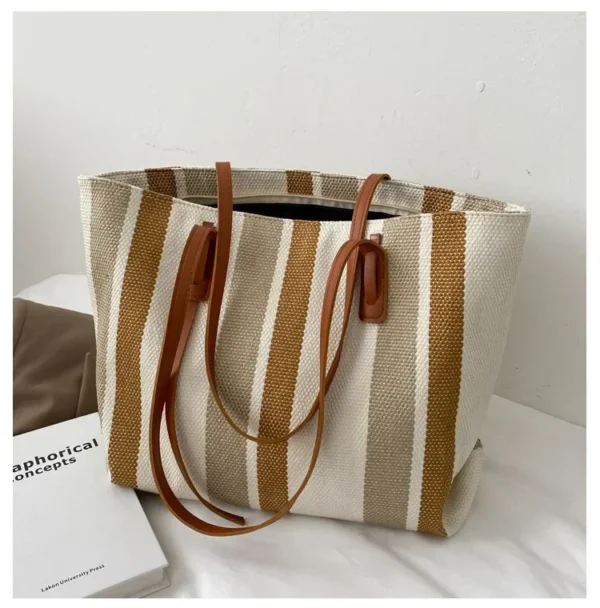 Raffia Summer Bags for Woman 2024 Stripe Designer Shoulder Crossbody Shopper Storage Bag Women Casual Canvas Handbag Tote Bag - Image 22