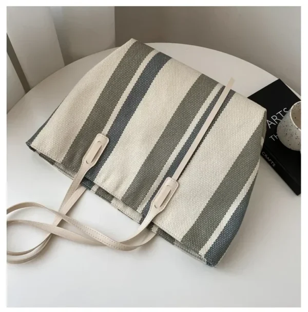 Raffia Summer Bags for Woman 2024 Stripe Designer Shoulder Crossbody Shopper Storage Bag Women Casual Canvas Handbag Tote Bag - Image 18