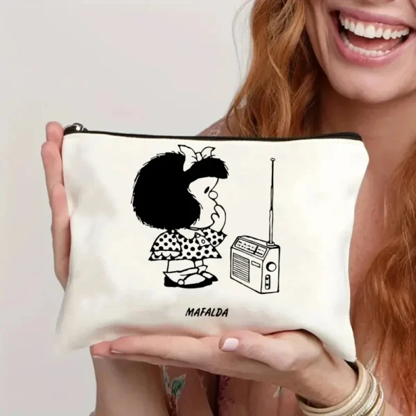 2 Pcs Mafalda Fashion Tote Cosmetic Organizer Ladies Canvas Shoulder Bag Eco-friendly Large Capacity Shopping Bag Wallet - Image 38