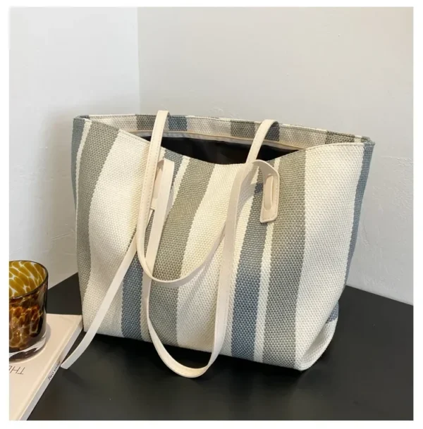Raffia Summer Bags for Woman 2024 Stripe Designer Shoulder Crossbody Shopper Storage Bag Women Casual Canvas Handbag Tote Bag - Image 23