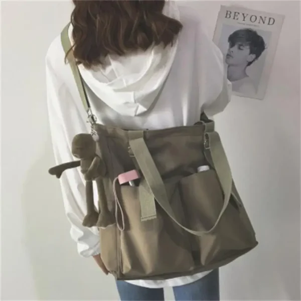 Women Canvas Single Shoulder Bags Large Capacity Hand Bucket Bag Female Crossbody Bags Casual Tote Purses Waterproof Oxford Bags - Image 4