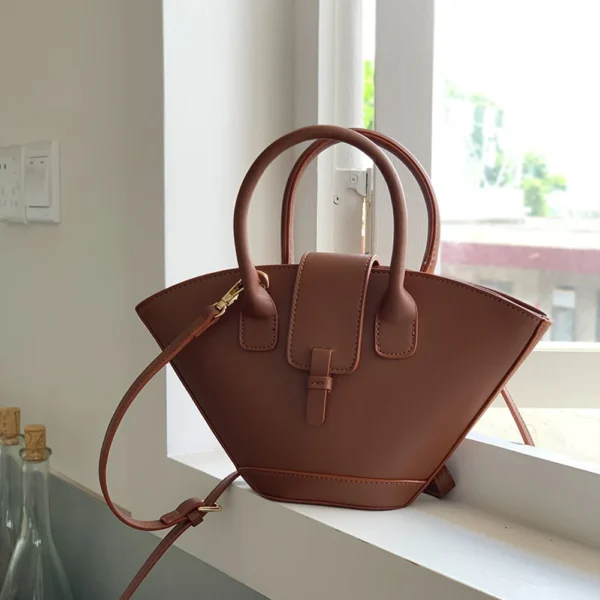 Luxury Designer Fashion Handbag PU Leather Tote Bag Large Capacity Trendy Crossbody Bag Trapezoid Bucket Bag for Women - Image 14