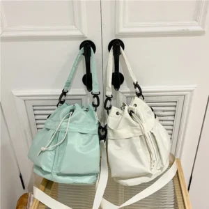 Women's Bucket Crossbody Bag - Lightweight Fabric Sling with Drawstring & Adjustable Strap for Shopping and Daily Use