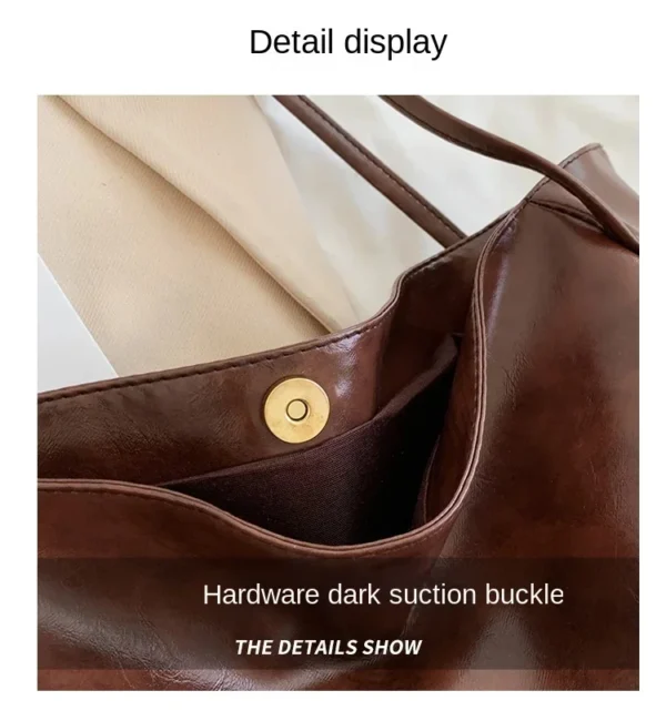 Women Tote Bag Fashion Underarm Pouch Large Capacity Soft Pu Leather Shoulder Bag Retro Crossbody Bag Casual Portable BucketBags - Image 15