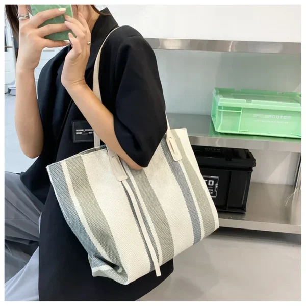 Raffia Summer Bags for Woman 2024 Stripe Designer Shoulder Crossbody Shopper Storage Bag Women Casual Canvas Handbag Tote Bag - Image 42