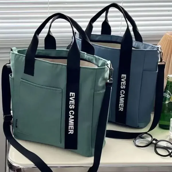 New Casual Tote Large Capacity Shoulder Bag Nylon Waterproof Canvas Handbag Simple Fashion Messenger Bags For Schoolgirl - Image 3