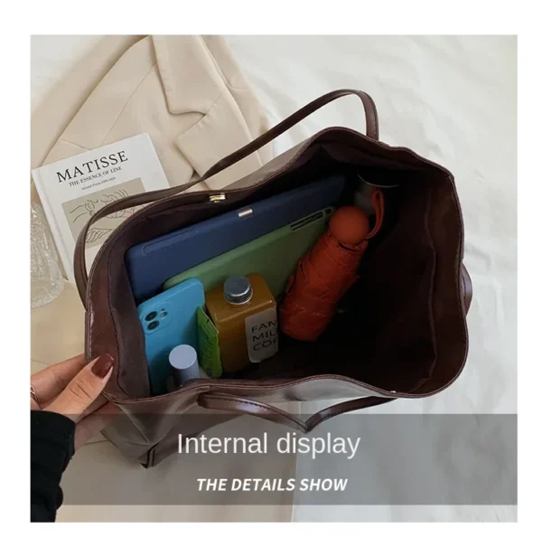 Women Tote Bag Fashion Underarm Pouch Large Capacity Soft Pu Leather Shoulder Bag Retro Crossbody Bag Casual Portable BucketBags - Image 16